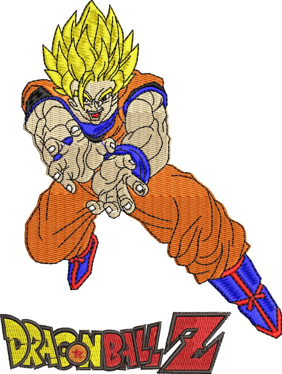  Super Saiyan Goku with Dragon Ball Z Logo  embroidery pattern preview