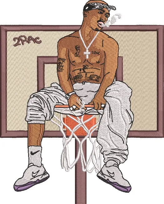  Tattooed Man Sitting on Basketball Hoop  embroidery pattern preview