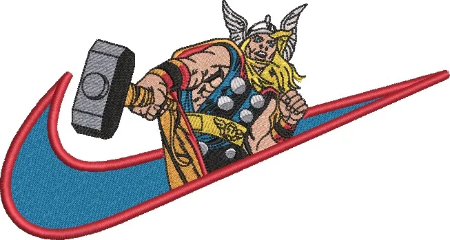  Thor with Nike Swoosh  embroidery pattern preview