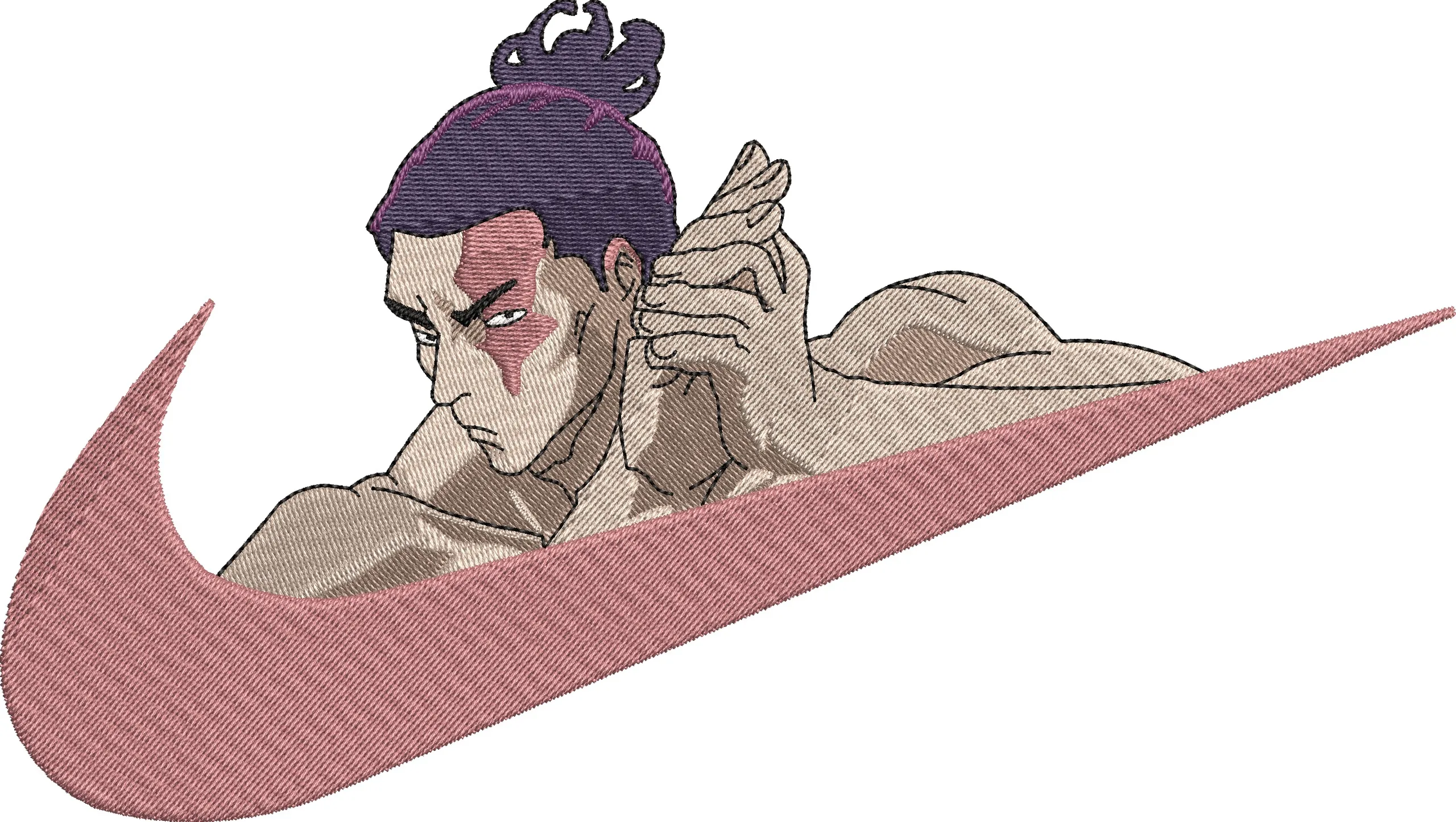  Toji Fushiguro with Nike Swoosh  embroidery pattern preview