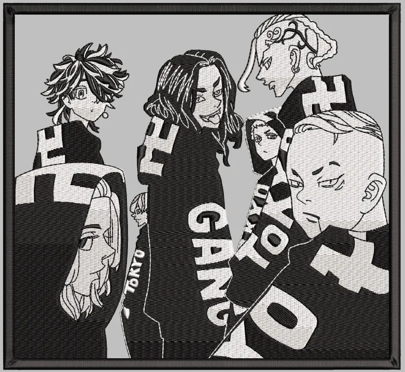  Tokyo Revengers Main Characters Group Embroidery  embroidery pattern preview