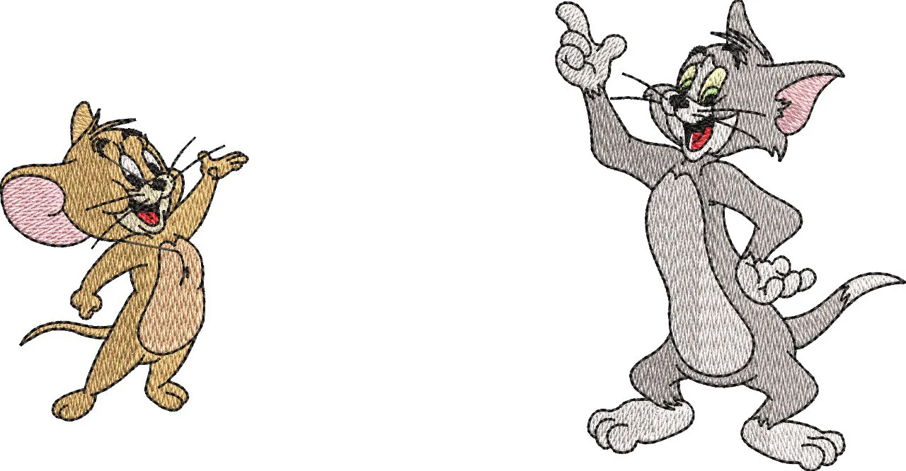  Tom and Jerry Pointing Embroidery Art  embroidery pattern preview