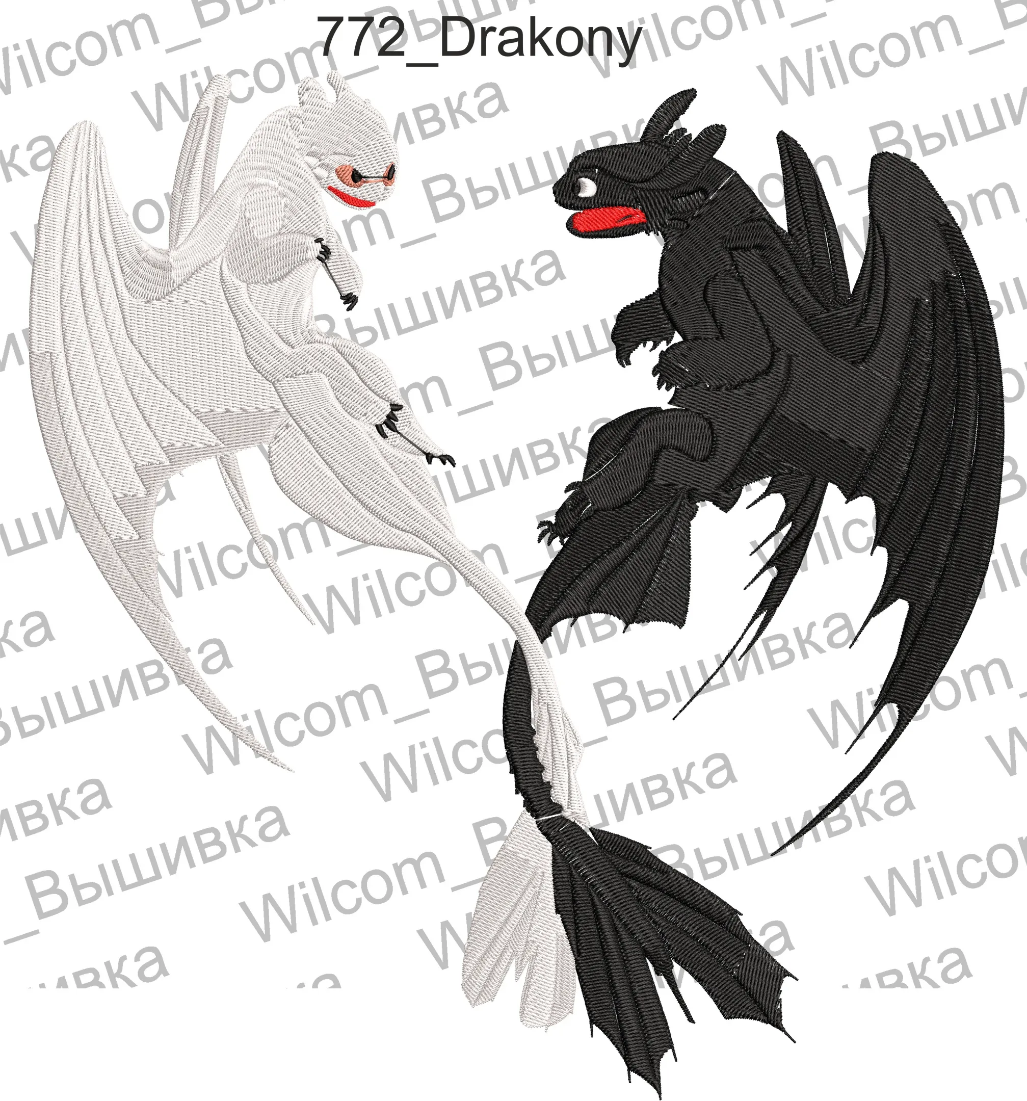  Toothless and Light Fury Embroidery Patch Style  embroidery pattern preview