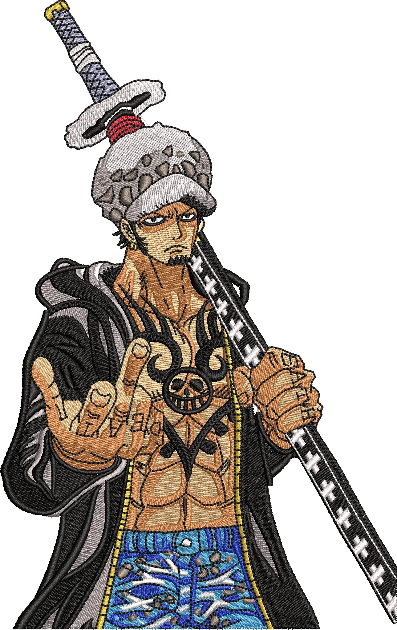  Trafalgar Law with Sword Embroidery  embroidery pattern preview