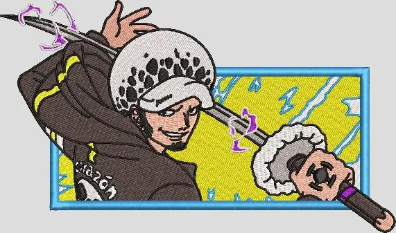  Trafalgar Law with Sword Embroidery Patch  embroidery pattern preview