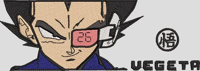  Vegeta with Scouter and Saiyan Symbol  embroidery pattern preview