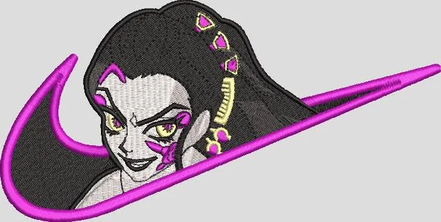  Villain Girl with Purple Accents in Nike Swoosh  embroidery pattern preview
