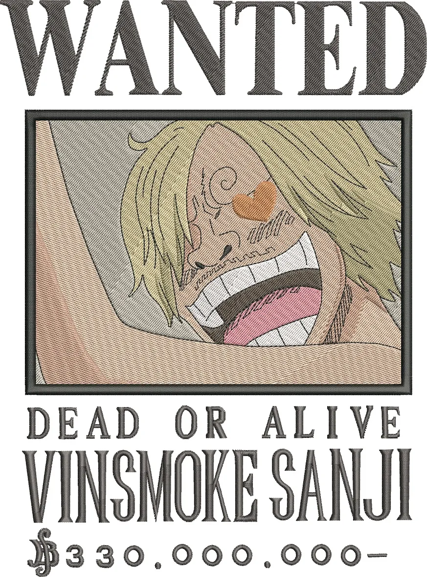  Vinsmoke Sanji Wanted Poster Embroidery  embroidery pattern preview