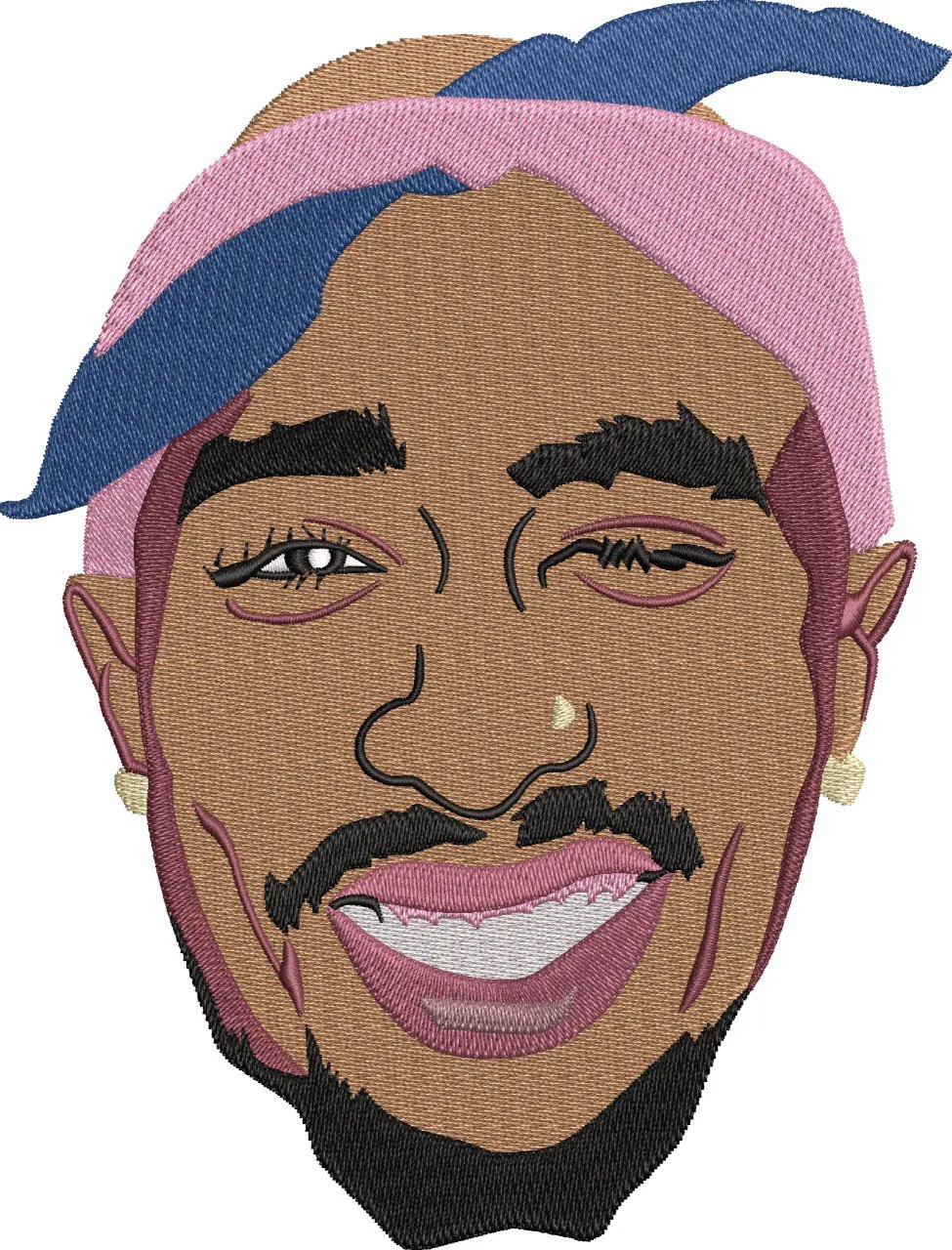  Winking Man with Pink and Blue Bandana  embroidery pattern preview