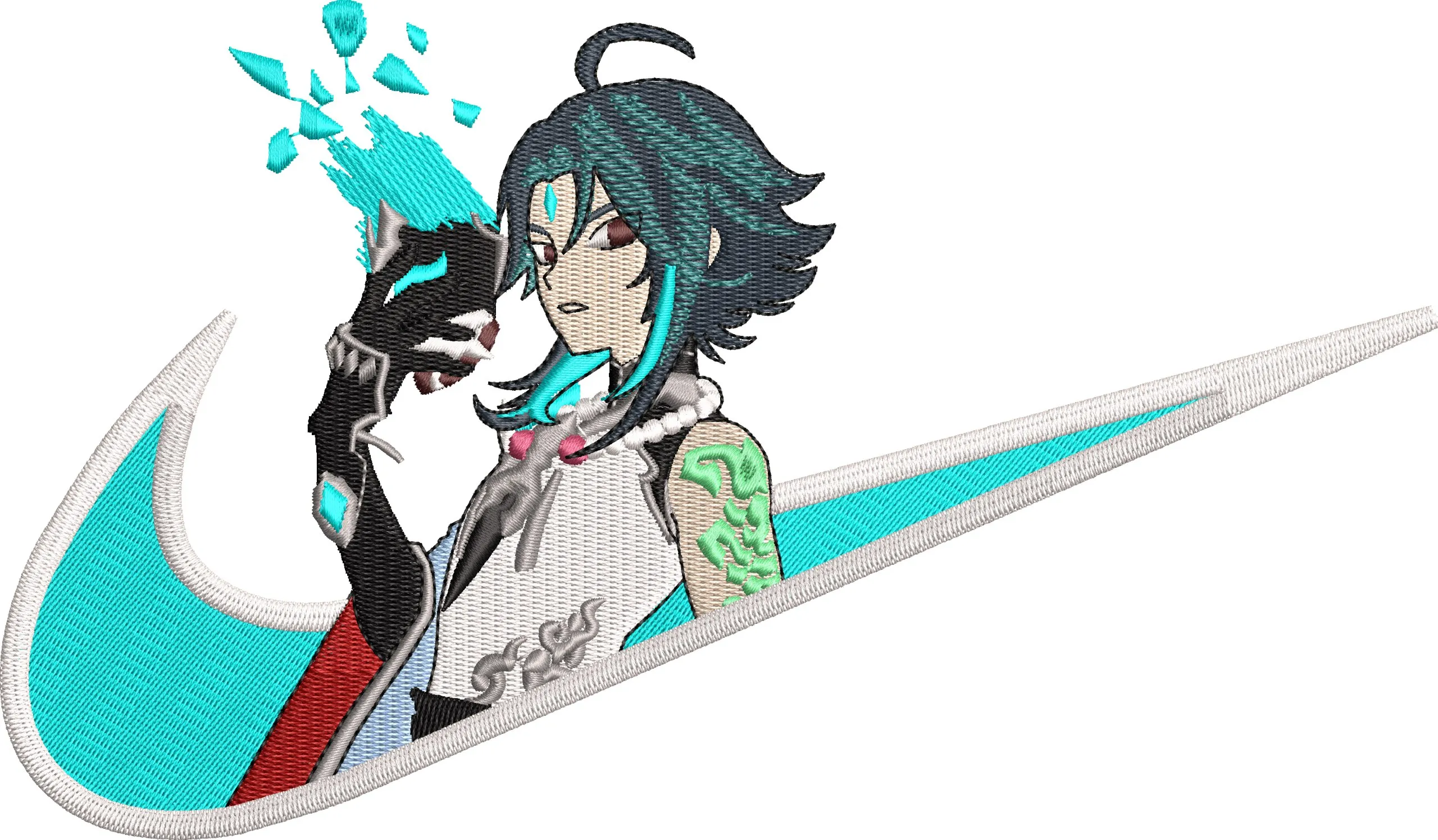  Xiao Genshin Impact in Nike Logo  embroidery pattern preview