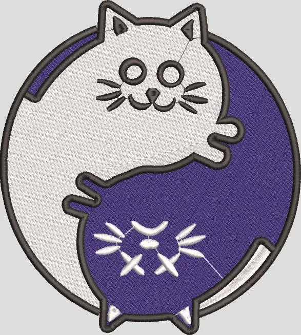  Yin Yang Cats Embroidery Patch  embroidery pattern preview
