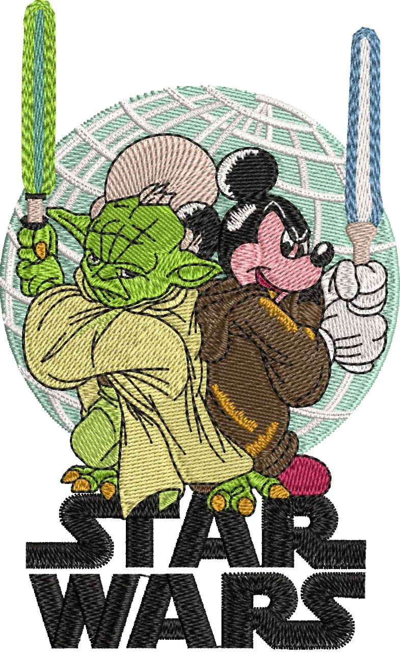  Yoda and Mickey Mouse Star Wars Crossover Embroidery  embroidery pattern preview