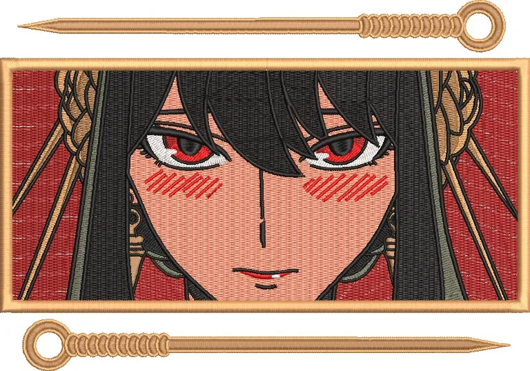  Yor Forger Embroidered Portrait with Gold Needles  embroidery pattern preview