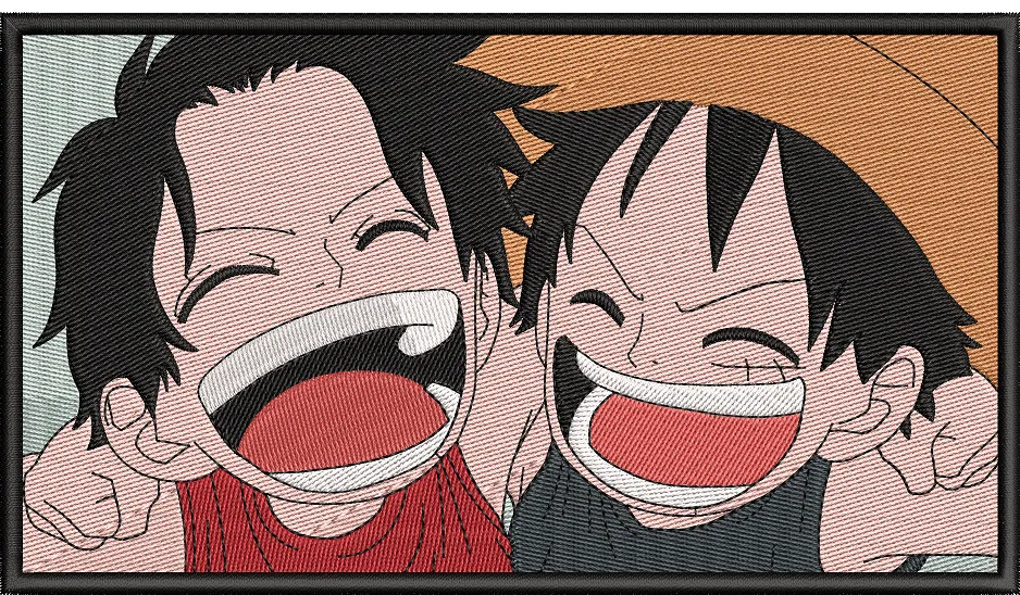  Young Ace and Luffy Laughing Patch  embroidery pattern preview