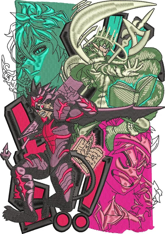  Yu Gi Oh Duel Monsters with Exaggerated Kaiju  embroidery pattern preview