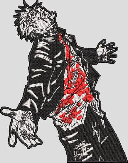  Yuji Itadori Blood Splatter Manga Style  embroidery pattern preview