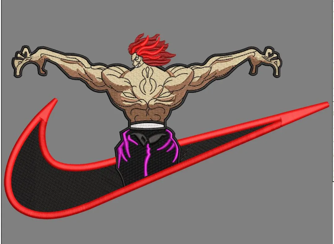  Yujiro Hanma on Nike Logo  embroidery pattern preview