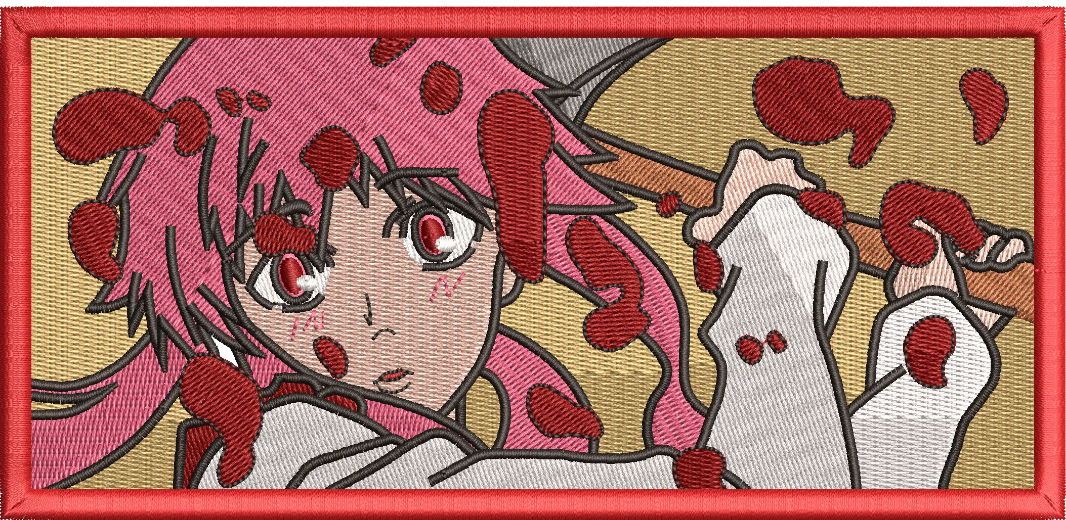  Yuno Gasai with Axe and Blood Splatter  embroidery pattern preview