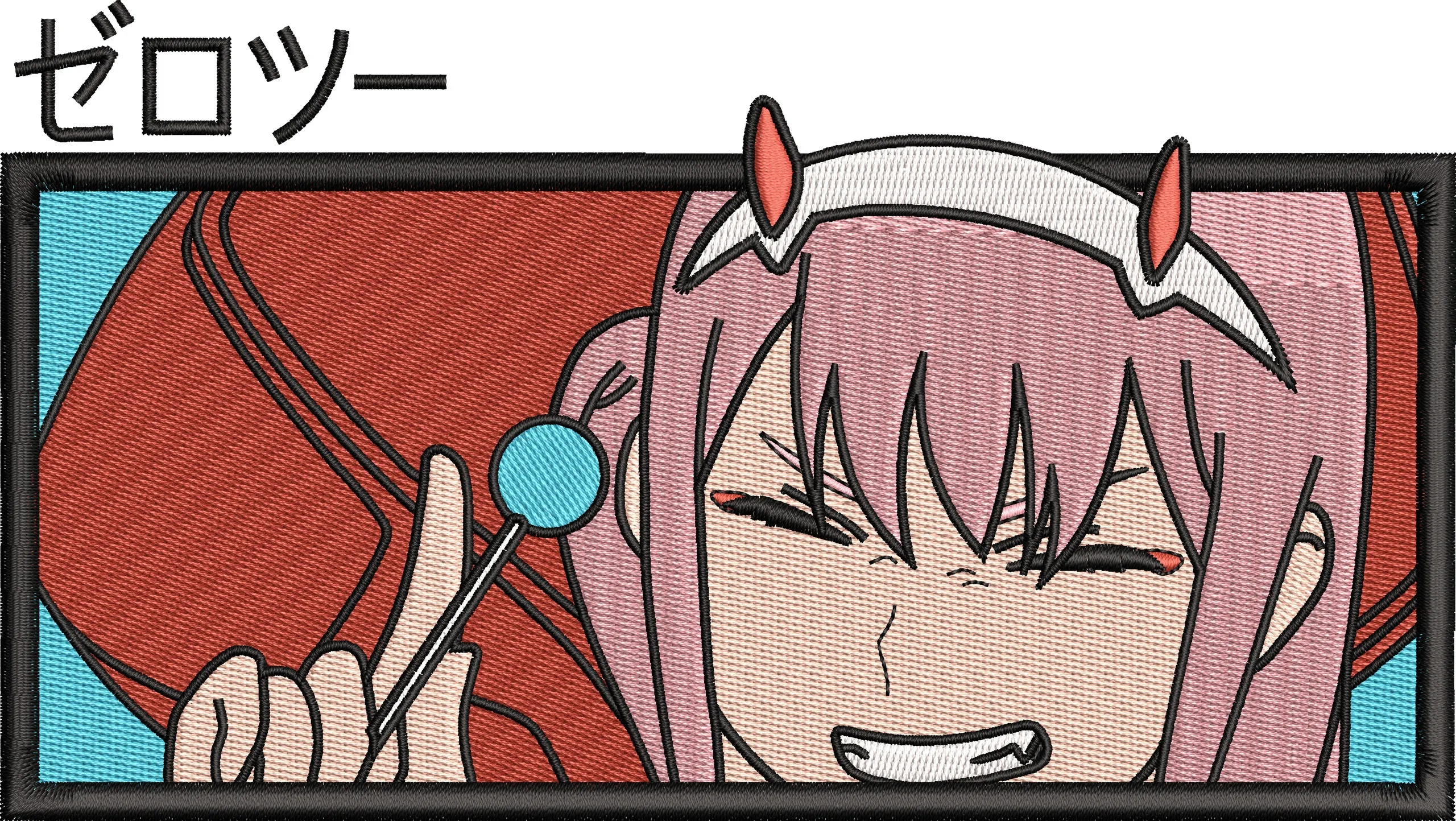  Zero Two Close Up with Lollipop  embroidery pattern preview