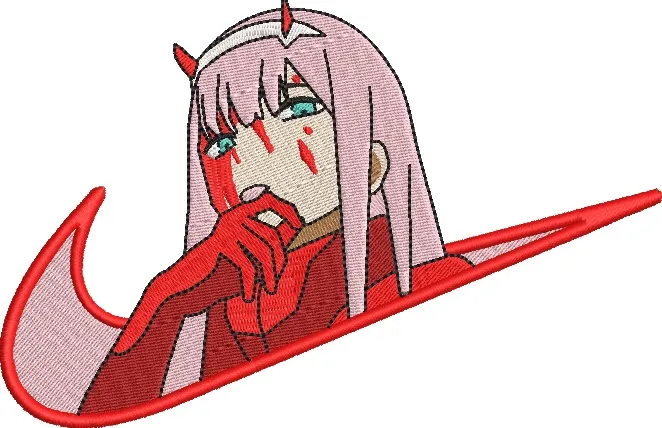 Zero Two in Red Nike Swoosh  embroidery pattern preview