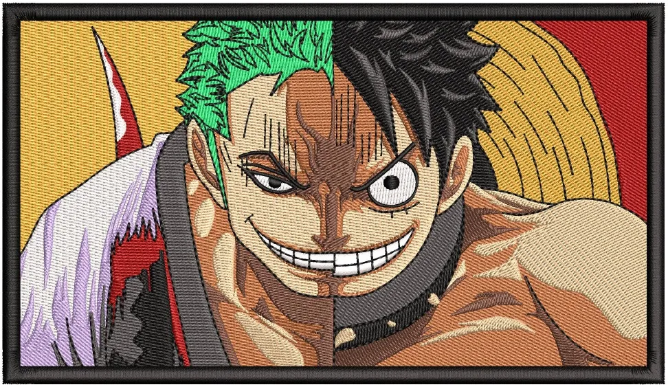  Zoro and Luffy Split Face Patch  embroidery pattern preview