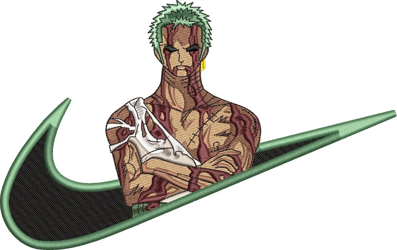  Zoro in Nike Logo Embroidery  embroidery pattern preview