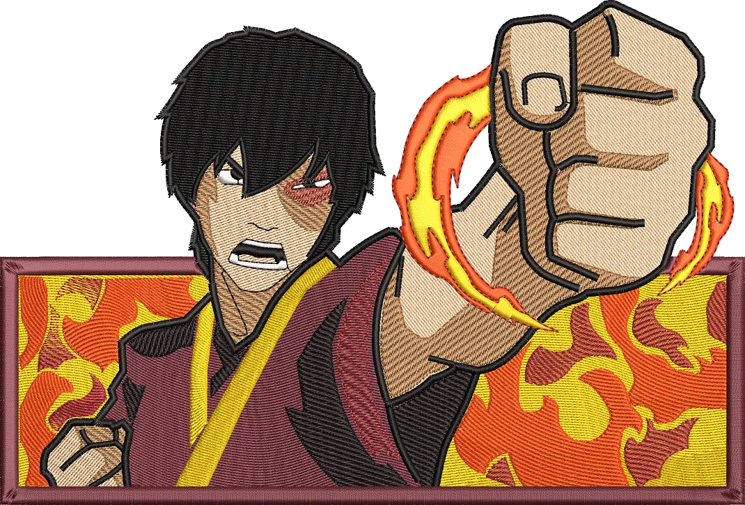  Zuko Firebending Punch Embroidery Patch  embroidery pattern preview